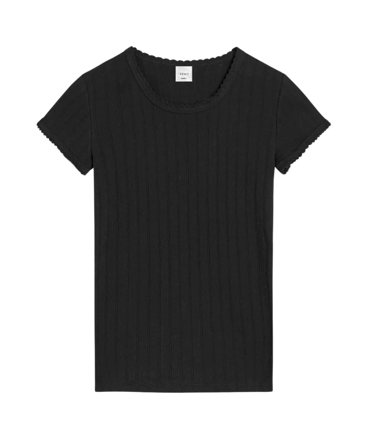 Pointelle Slim Fit Tee in Black