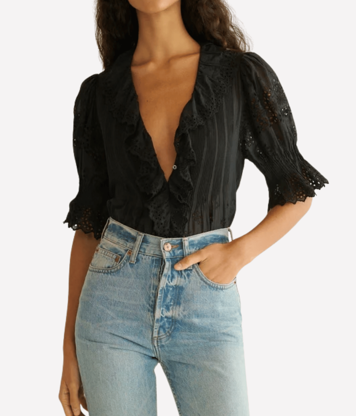 Henri Top in Black Eyelet