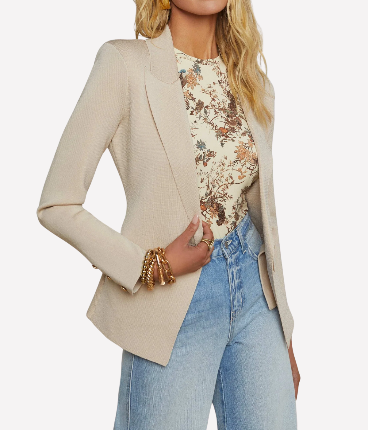 Chamberlain Knit Blazer in Champagne Gold