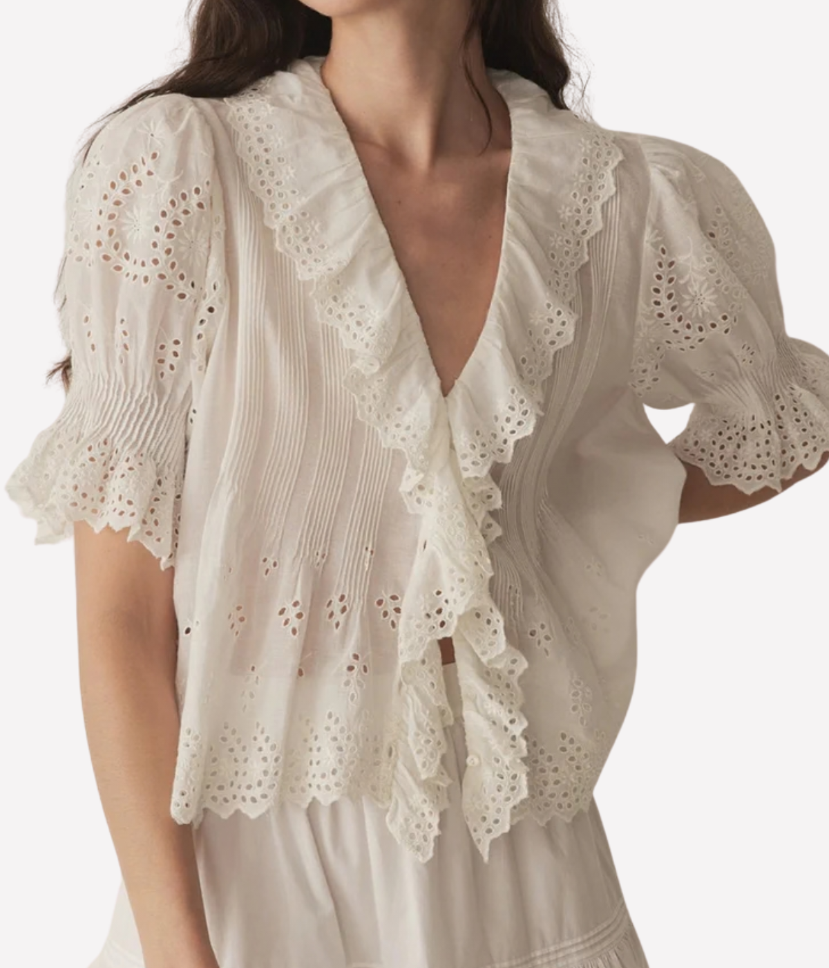 Henri Top in White Eyelet