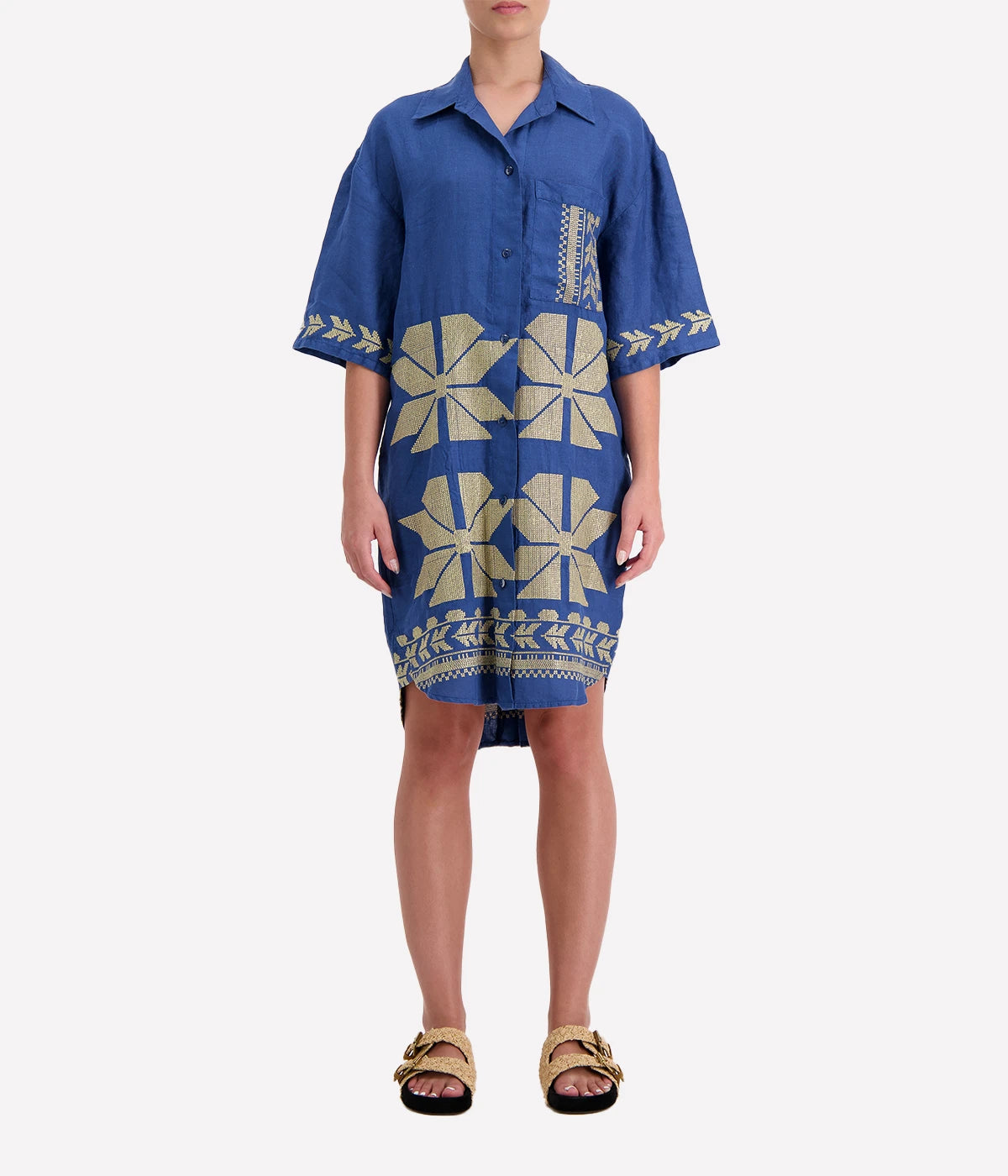 *FINAL SALE* Aeolis Dress in Indigo Gold