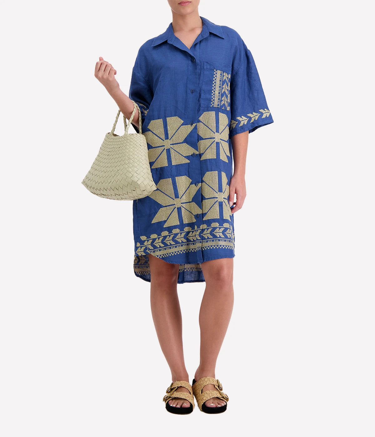 *FINAL SALE* Aeolis Dress in Indigo Gold