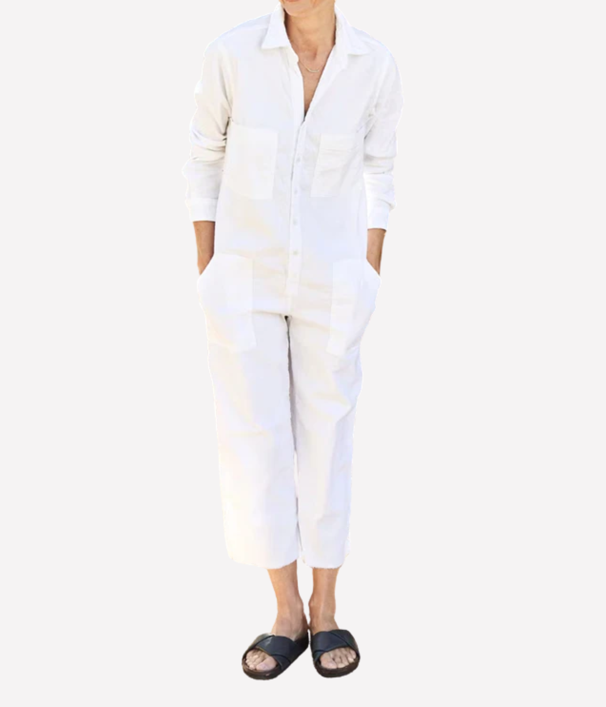 Ireland Longsleeve Playsuit with Pants in White