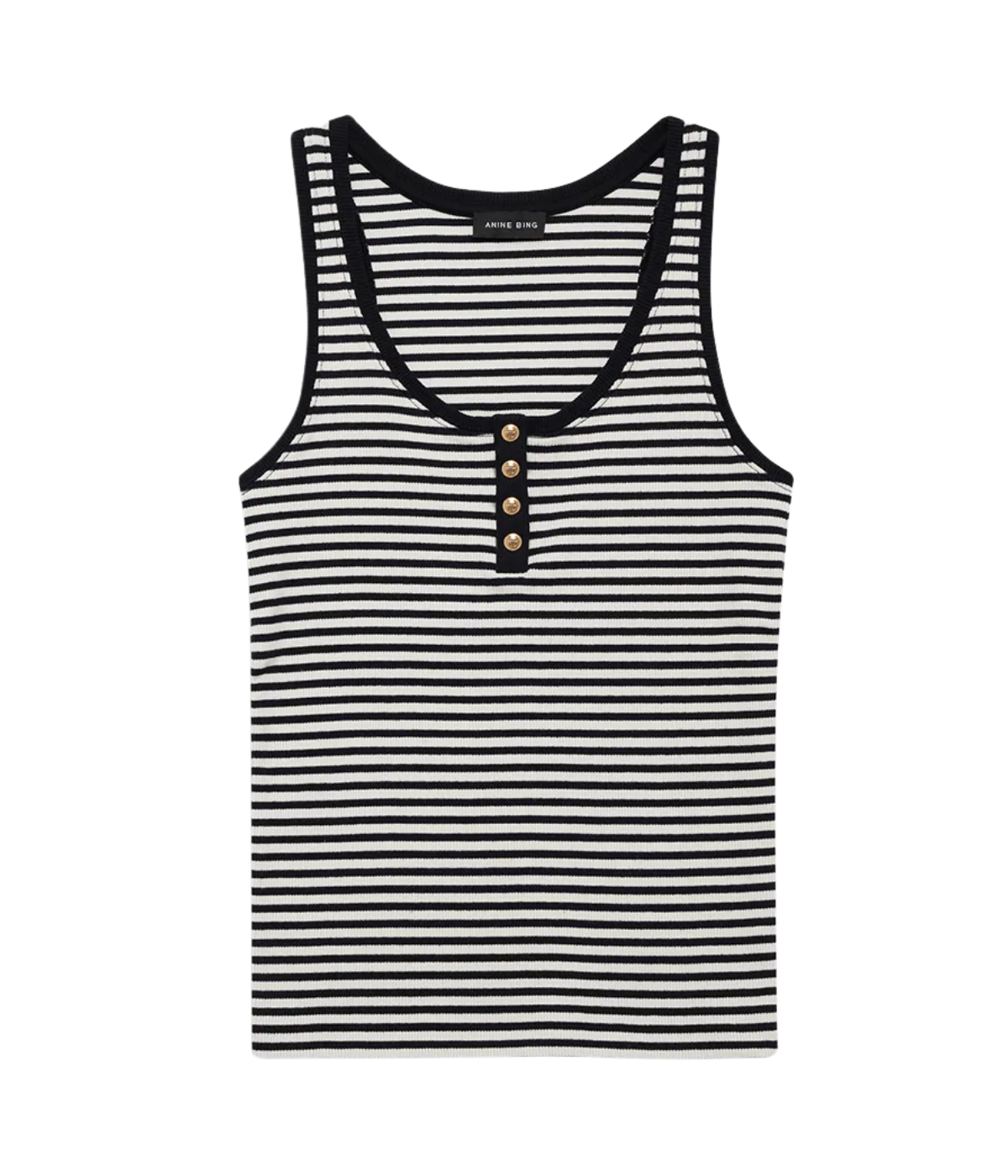 Alessia Tank in Cream and Black Stripe