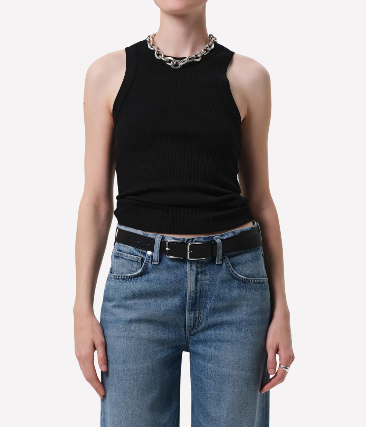 Isabel Rib Tank in Black