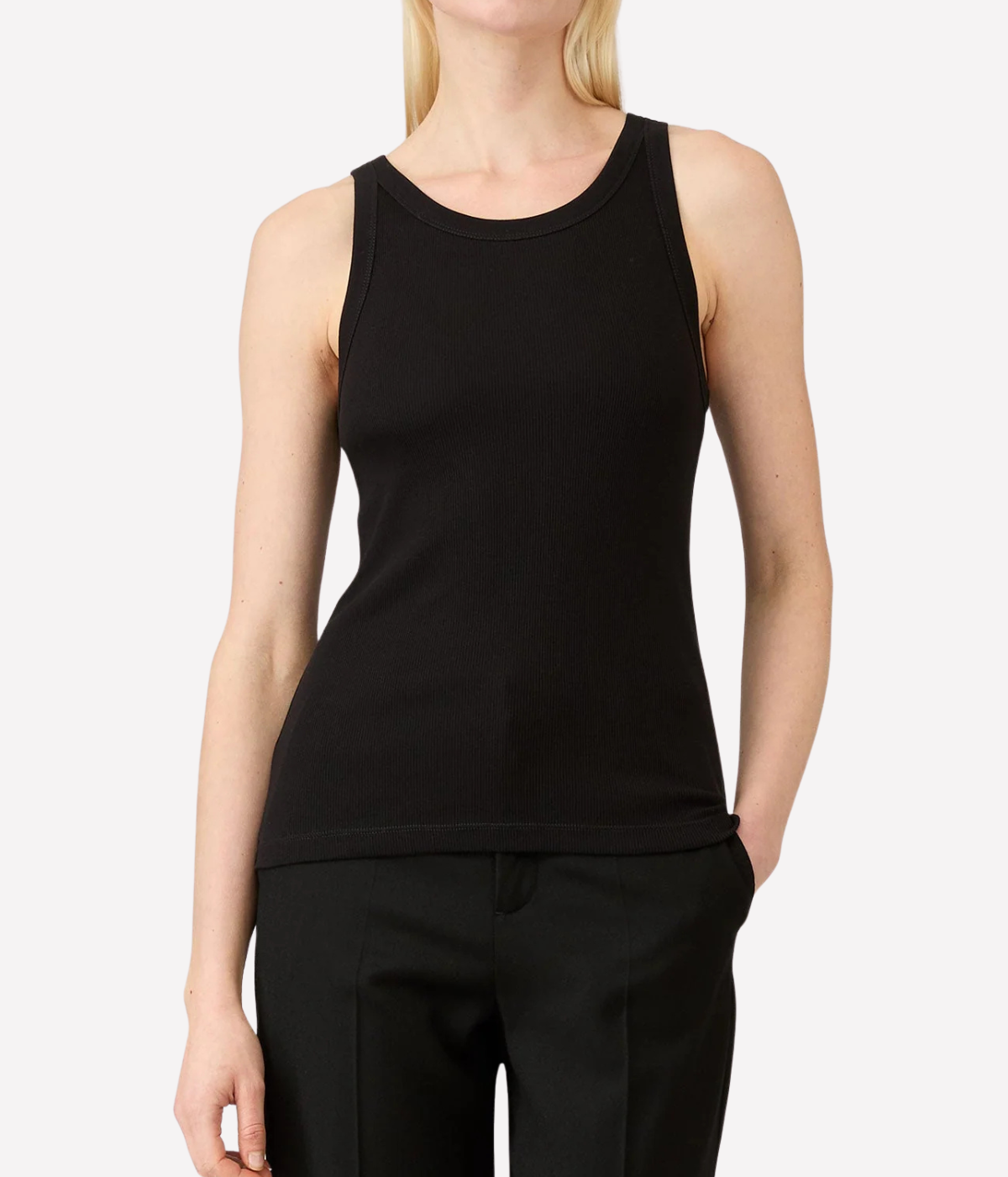 Rib Vest in BLACK