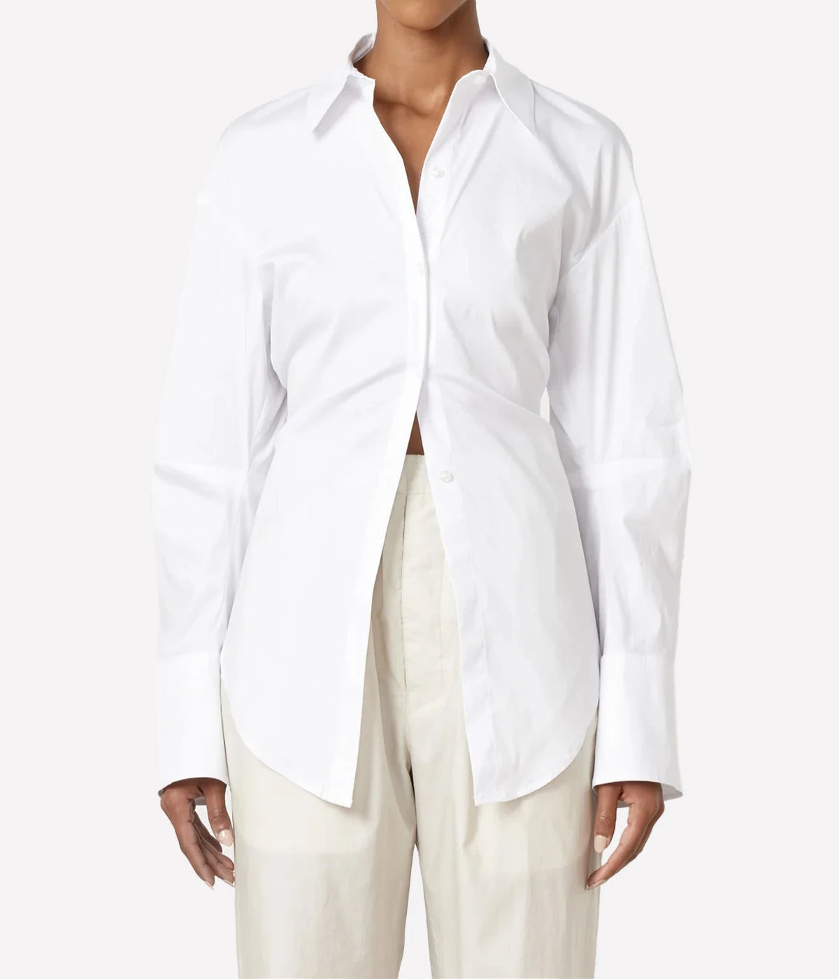 Loch Poplin Button Up in Macadamia