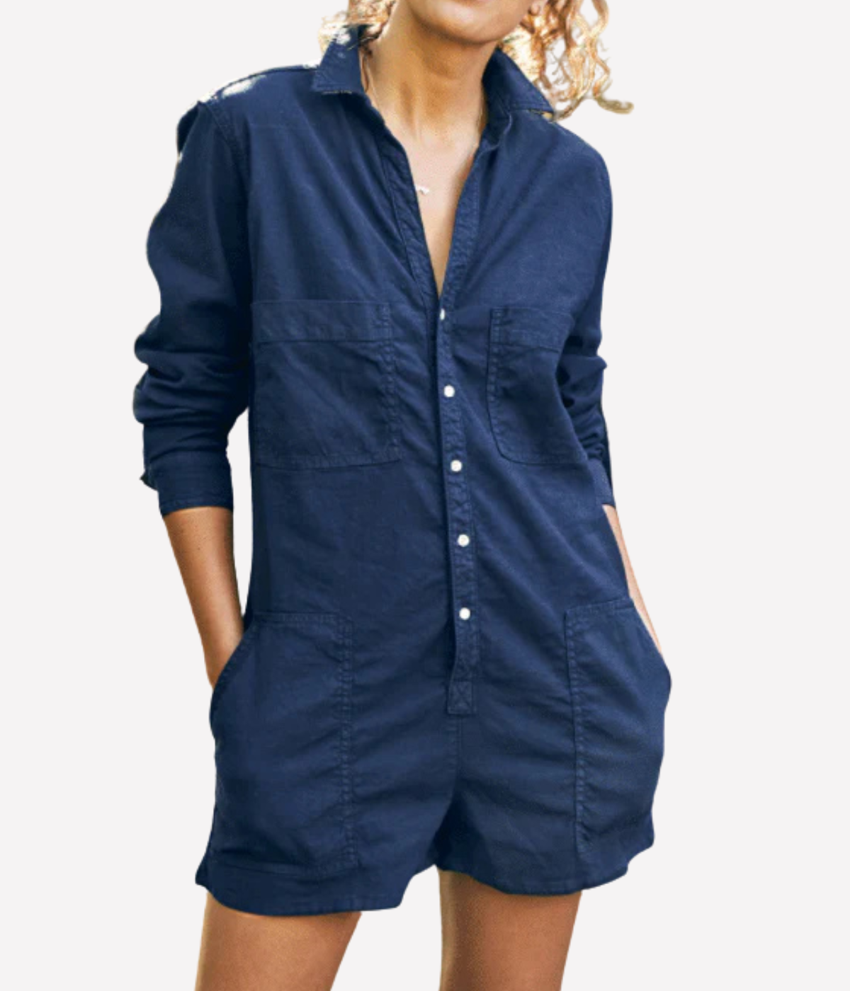 Ireland Longsleeve Playsuit with Shorts in Navy