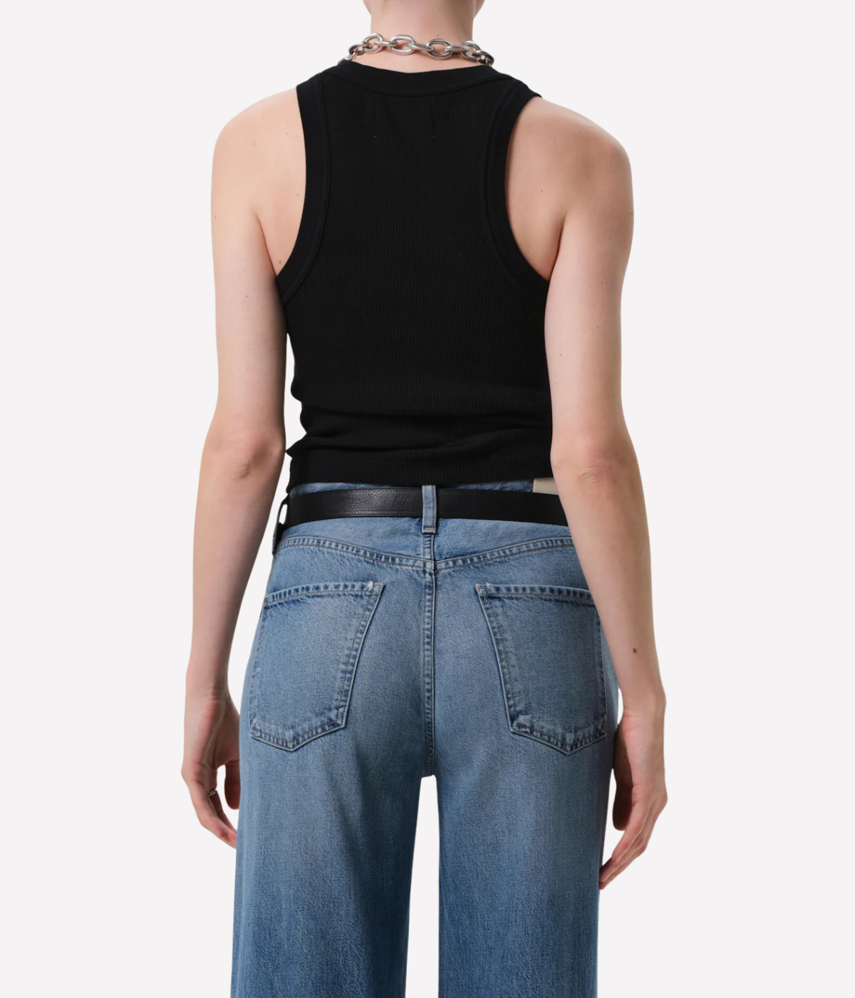 Isabel Rib Tank in Black