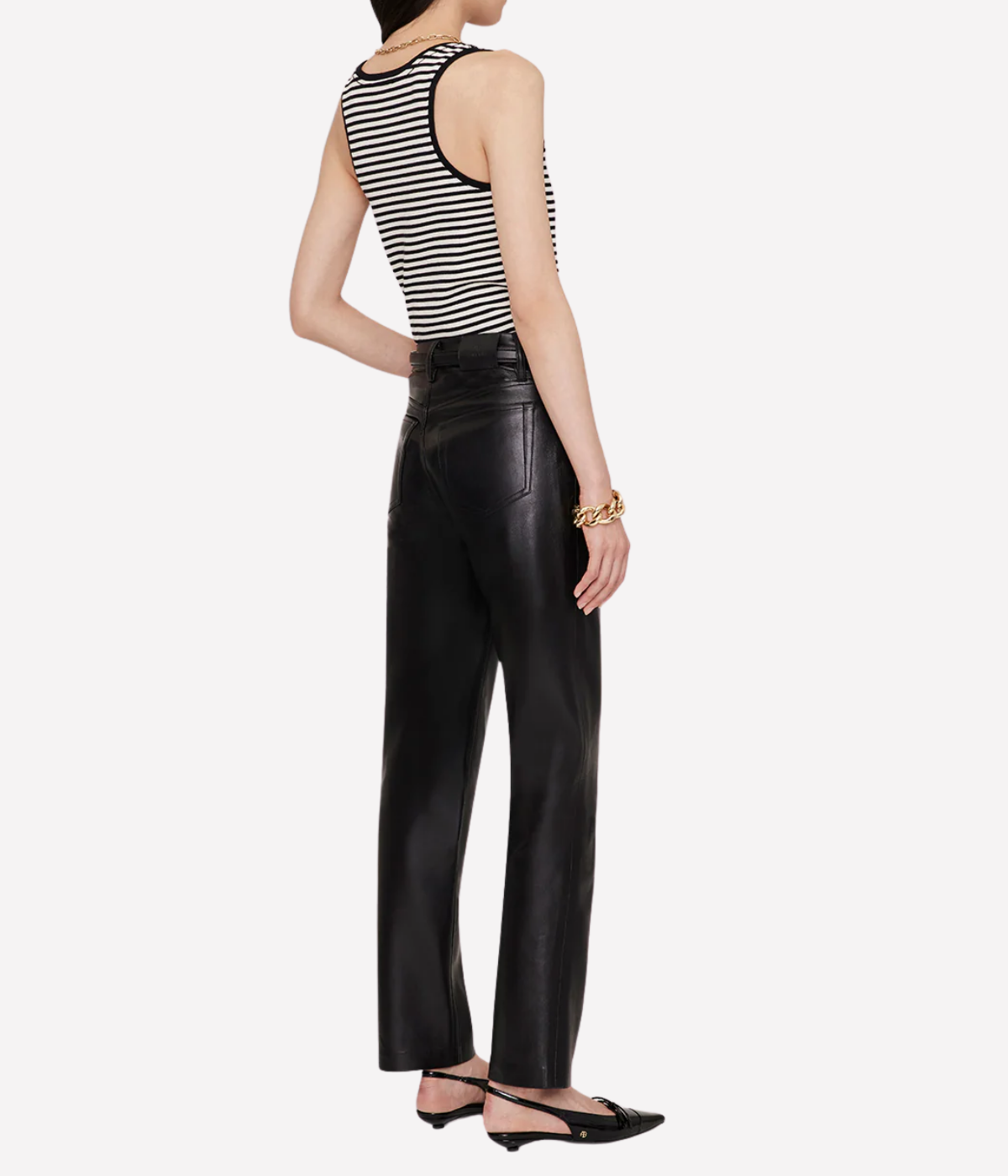 Alessia Tank in Cream and Black Stripe