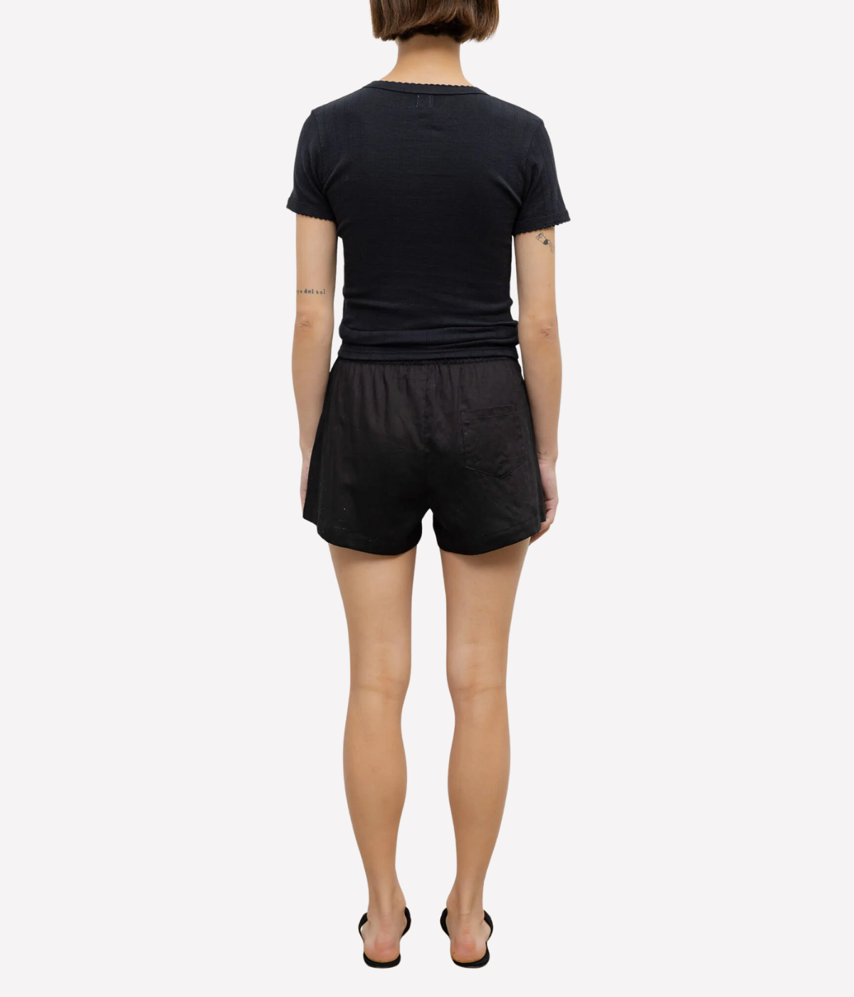 Pointelle Slim Fit Tee in Black