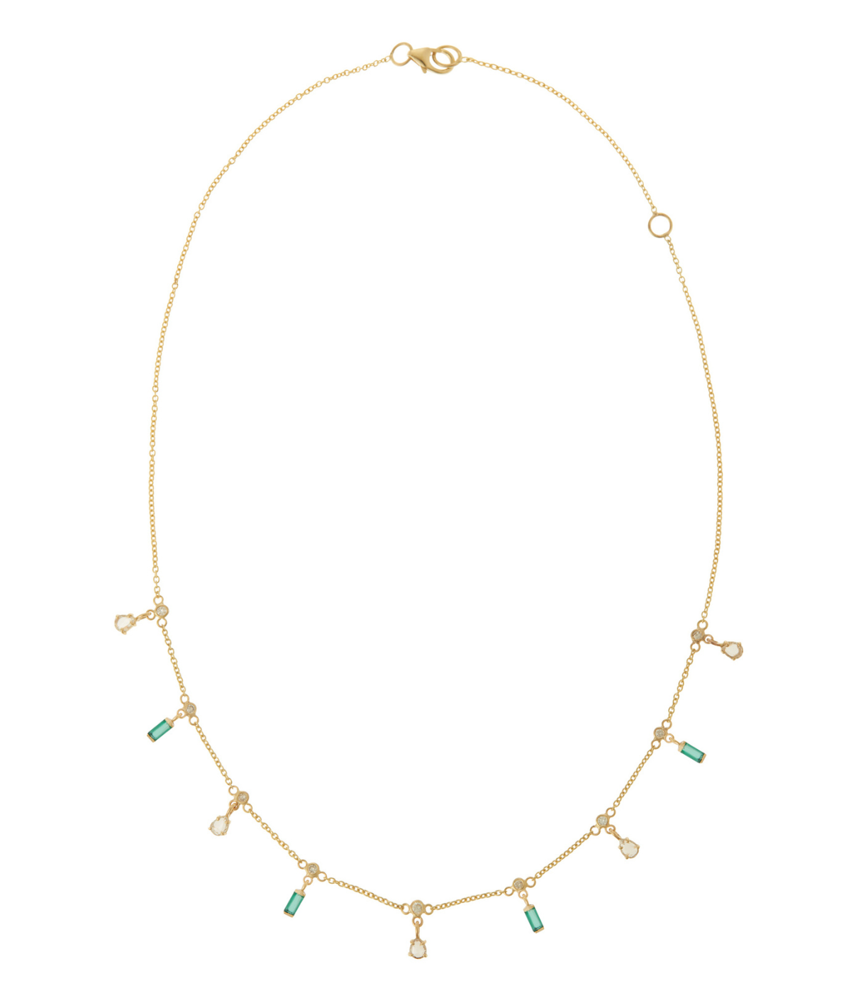Emerald Drop Necklace in 18K Yellow Gold