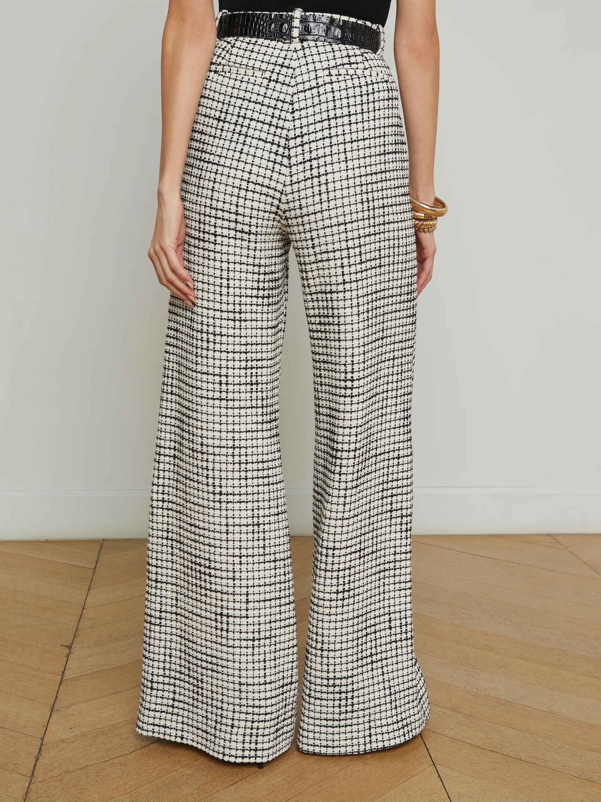 Pilar Wide Leg Pant in Ecru Black