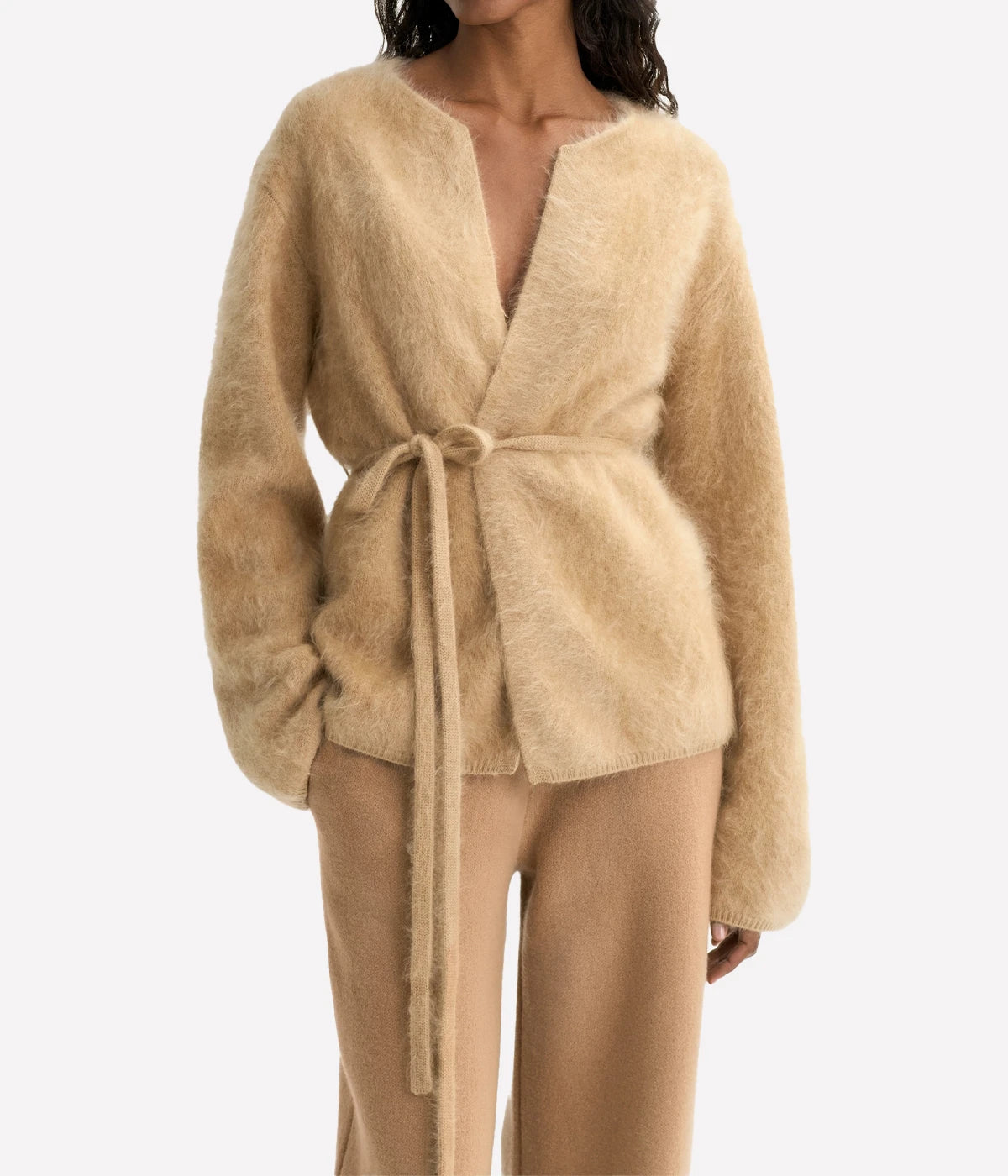 Brushed Cardigan in CAMEL