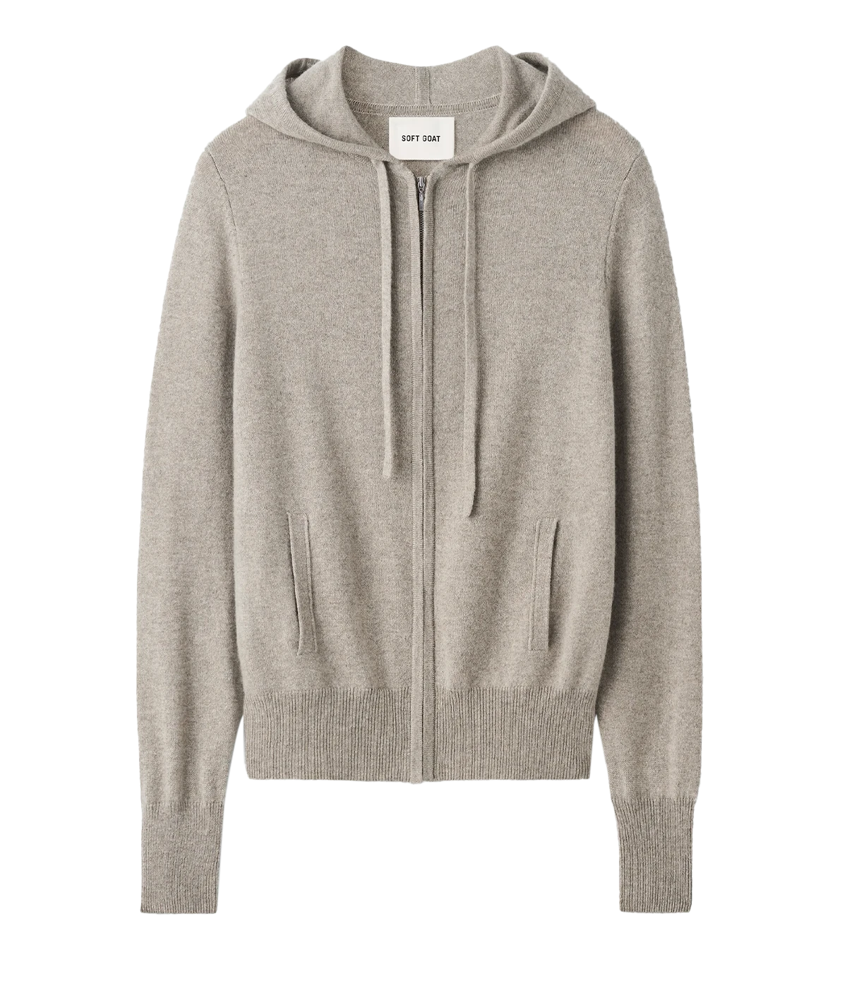 Cashmere Zip Hoodie in Greige