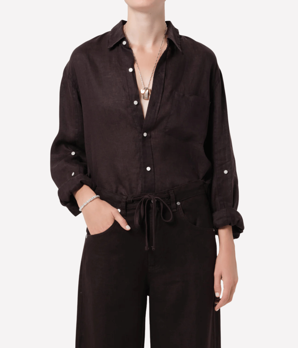 Kayla Shrunken Shirt in Chocolate