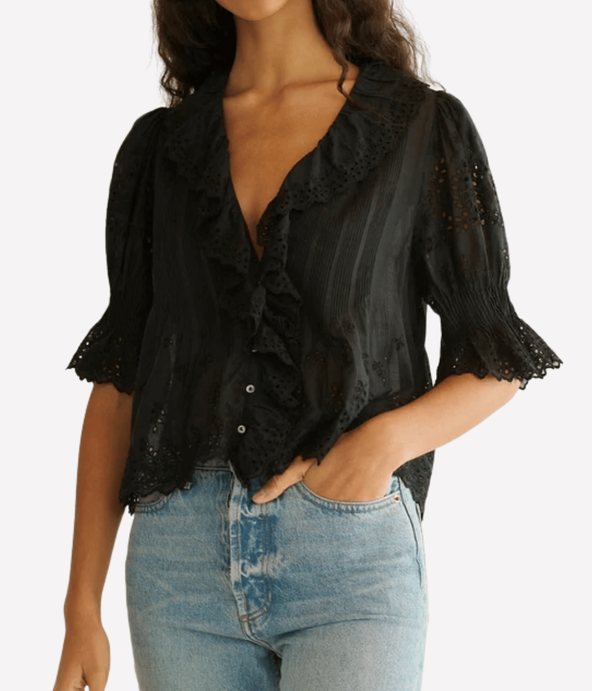Henri Top in Black Eyelet