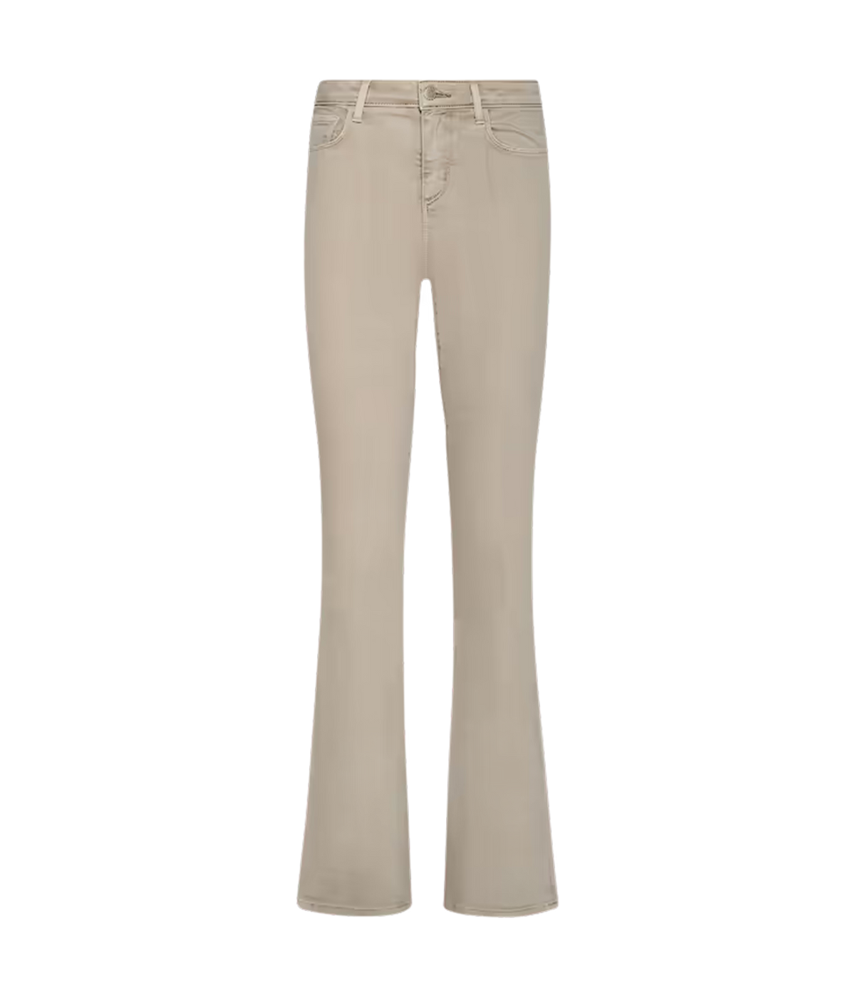 A pair of the L'AGENCE Selma Bootcut Jean in Biscuit shown flat.
