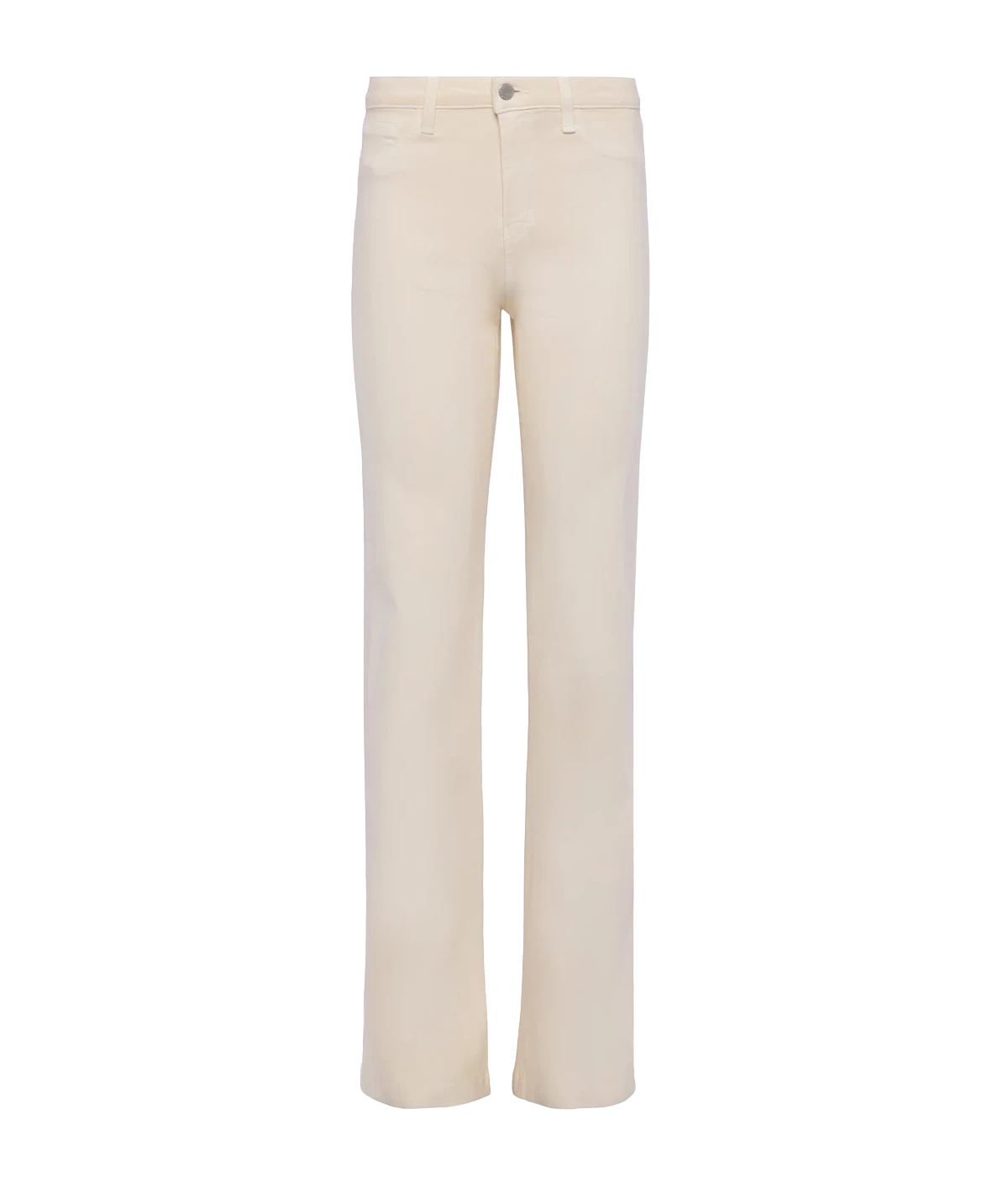 ALT text: High-rise wide-leg jeans in black leather-look coated denim with faux front pockets and functional back pockets