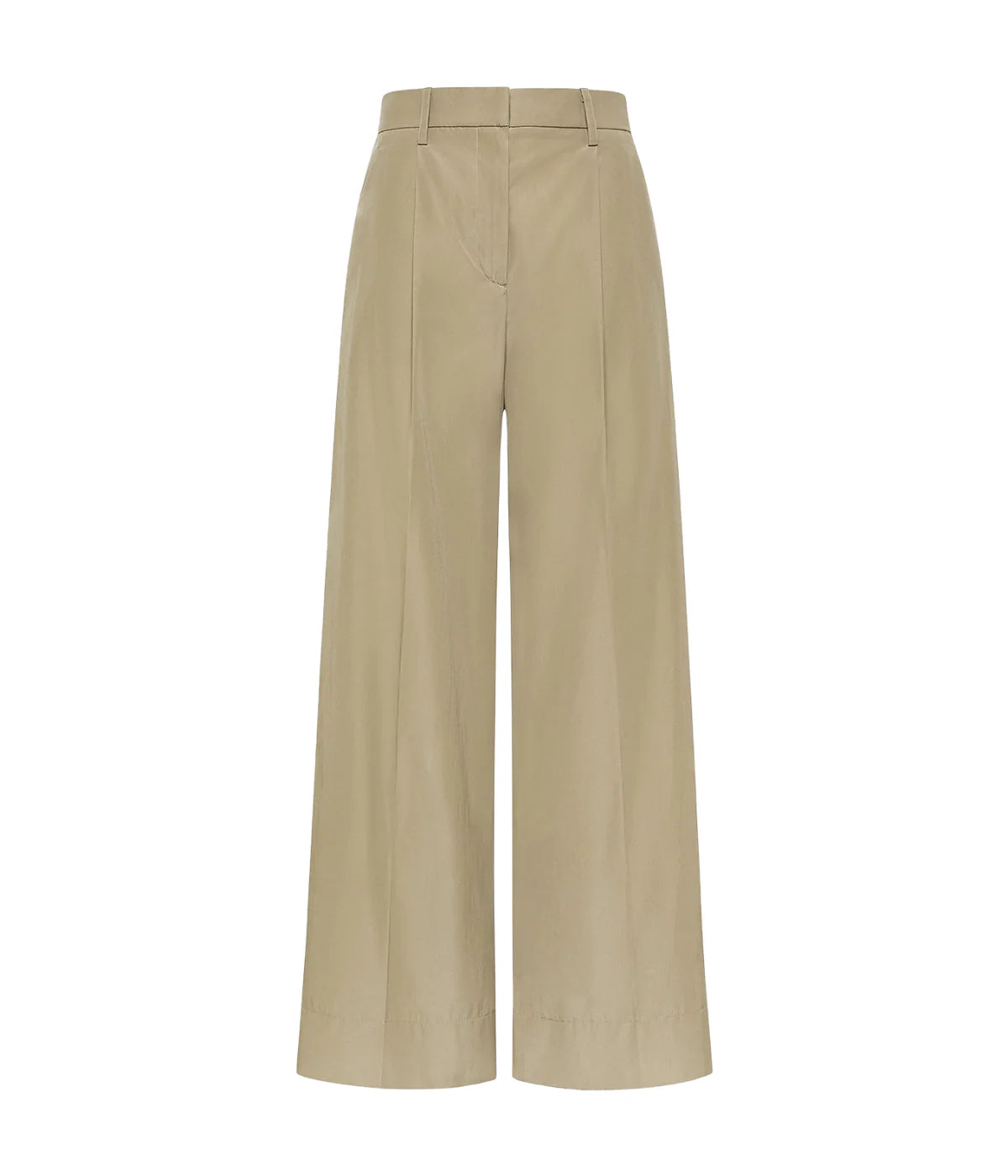 Chic Taffettas High Waist Straight Pants In Sand