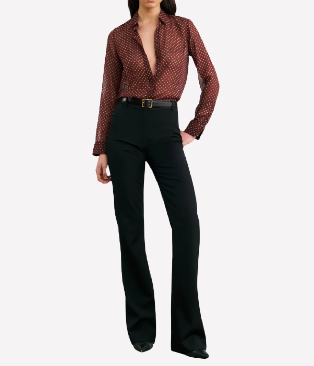 Gaia Slim Shirt in Bordeaux Cream Dots