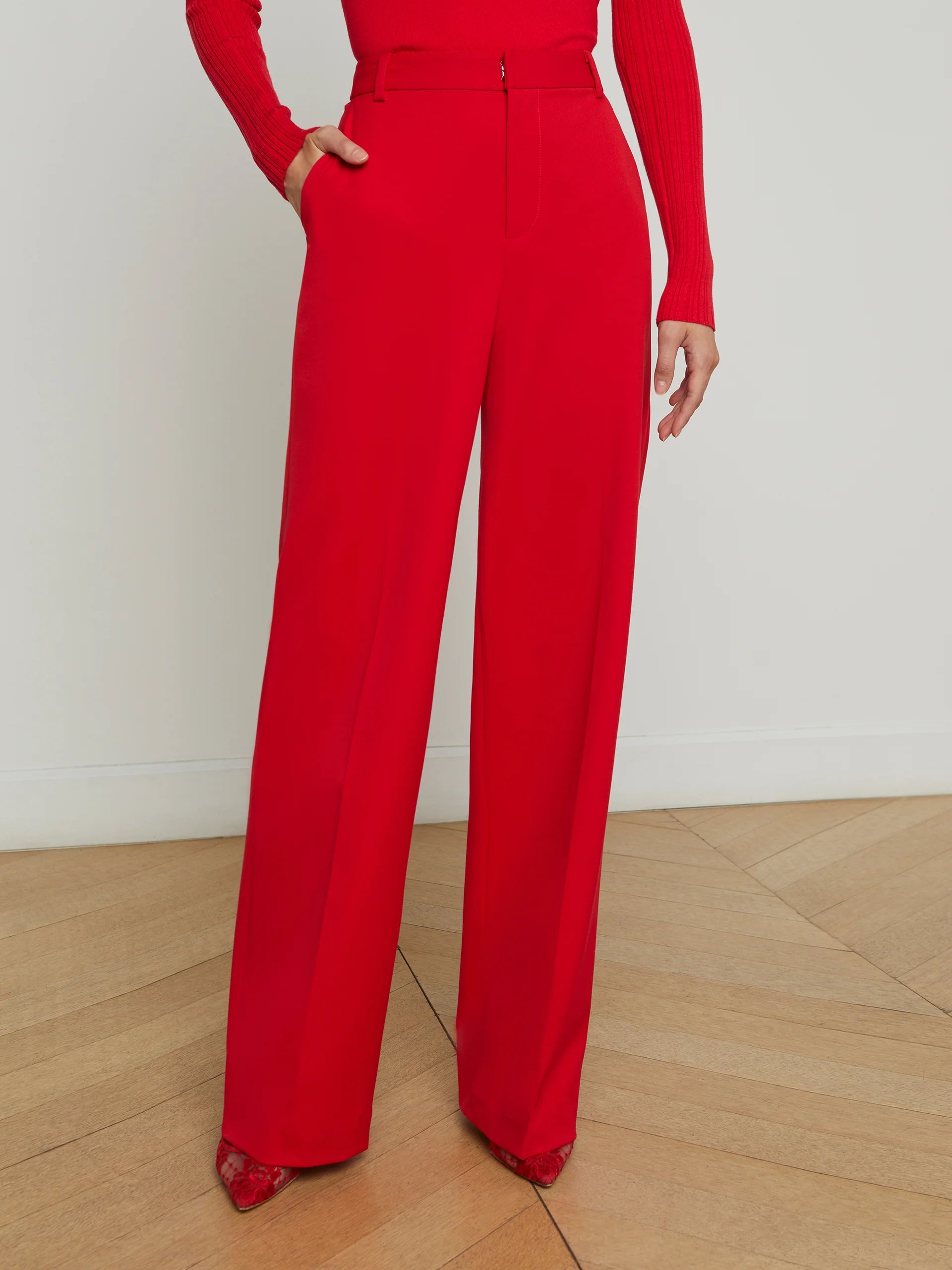 Livvy Straight Leg Trouser in Scarlet Red