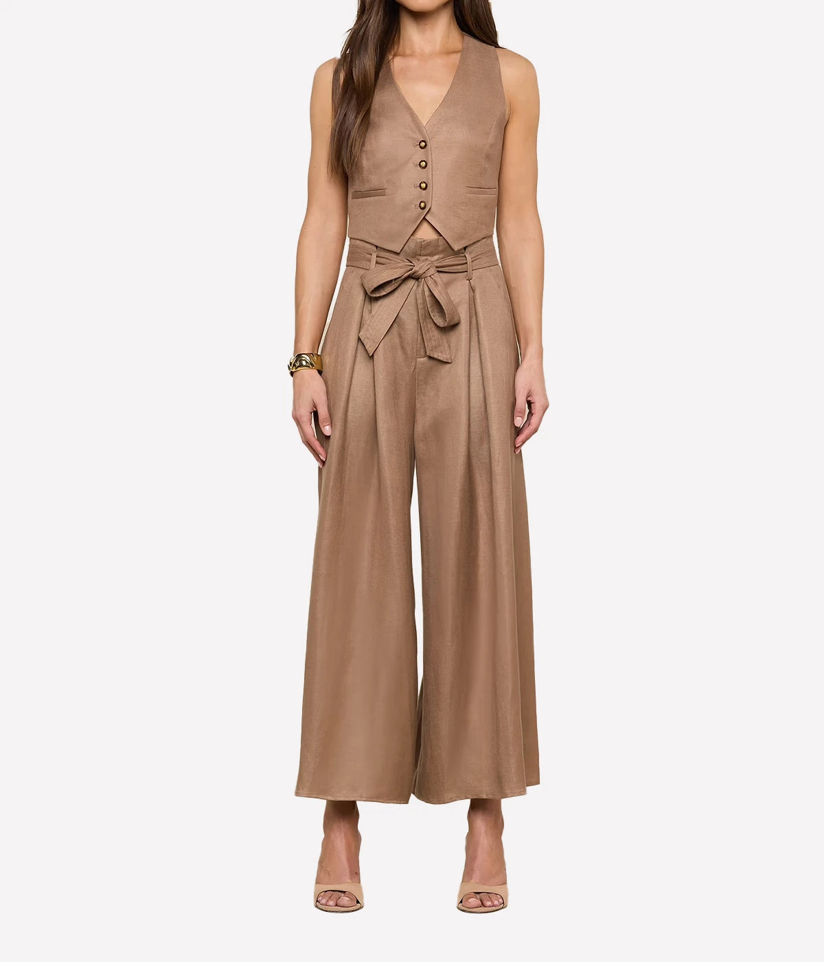 Lowen Paperbag Crop Pant in Barley
