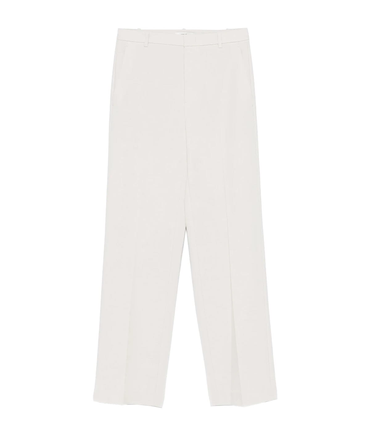 Vince high-waisted straight-leg tailored trousers in Salt Glass, featuring crease detailing and soft sculpted stretch fabric – women’s modern workwear.