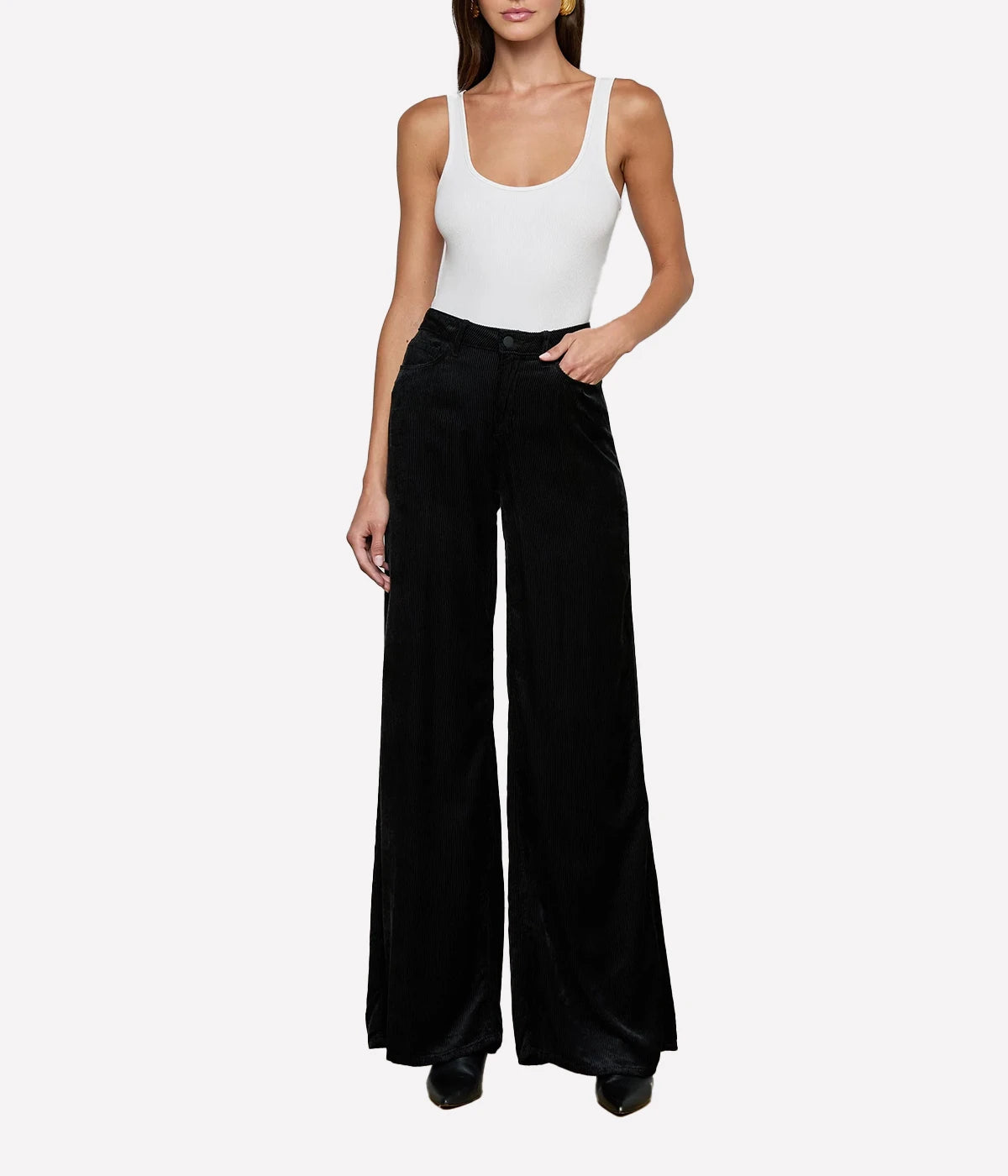 Quincy H/R Wide Leg Jean in BLACK
