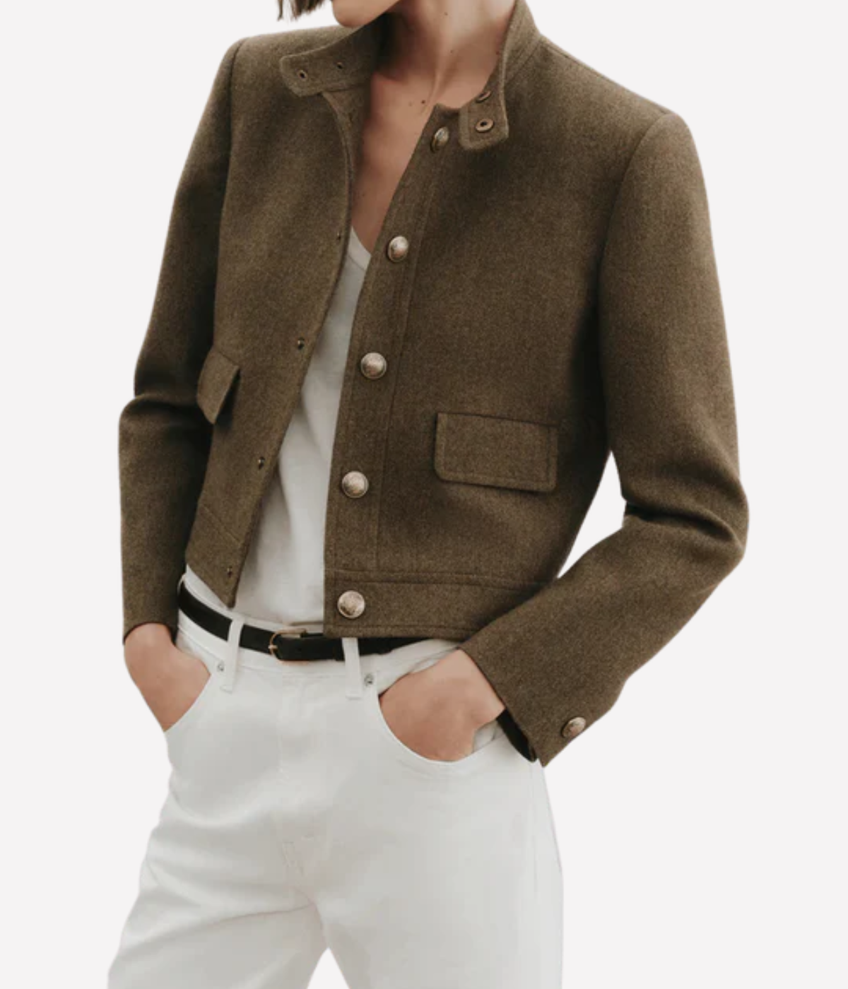 Hadley Cropped Jacket in Moss Green
