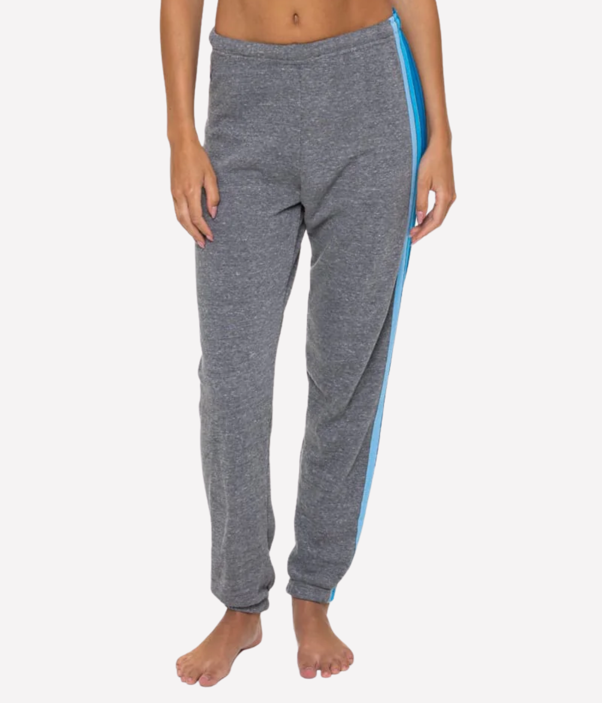 5 Stripe Sweatpants in Heather Grey & Blue