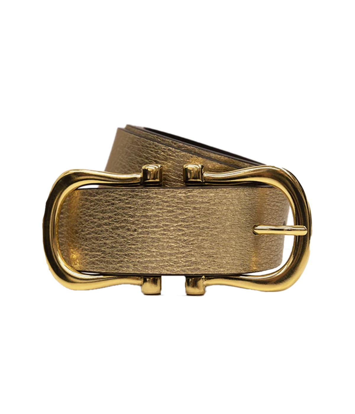 Gold Nicky X Belt in Gold Pebble