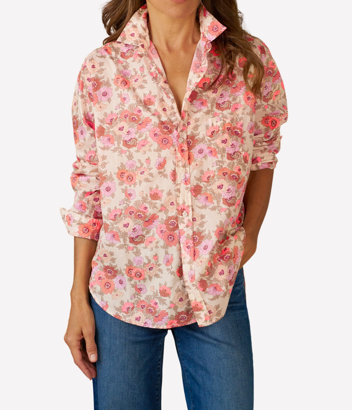 Eileen Woven Button Up Shirt in Neon Muted Florals