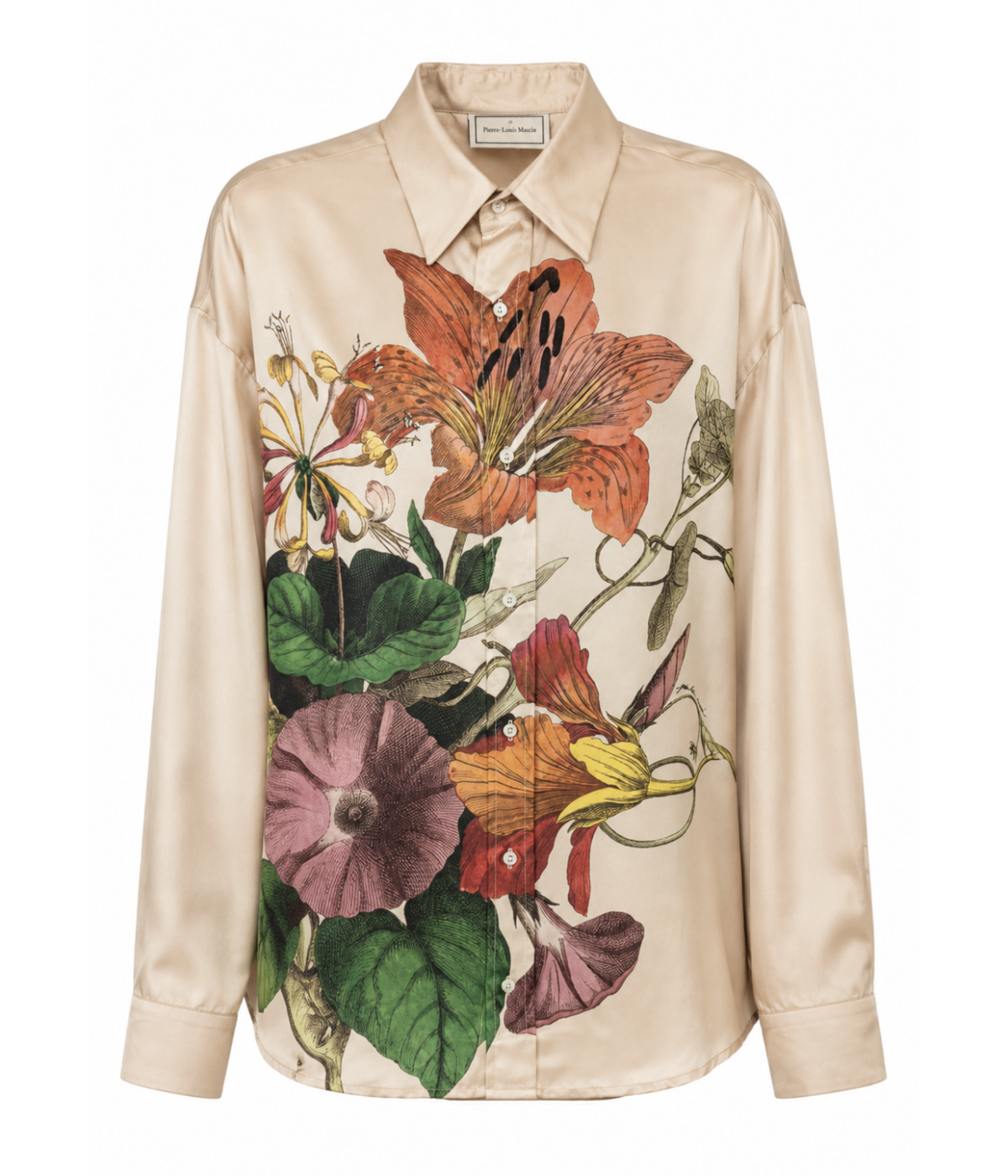 Aloe Silk Longsleeve Shirt in Biscuit Floral