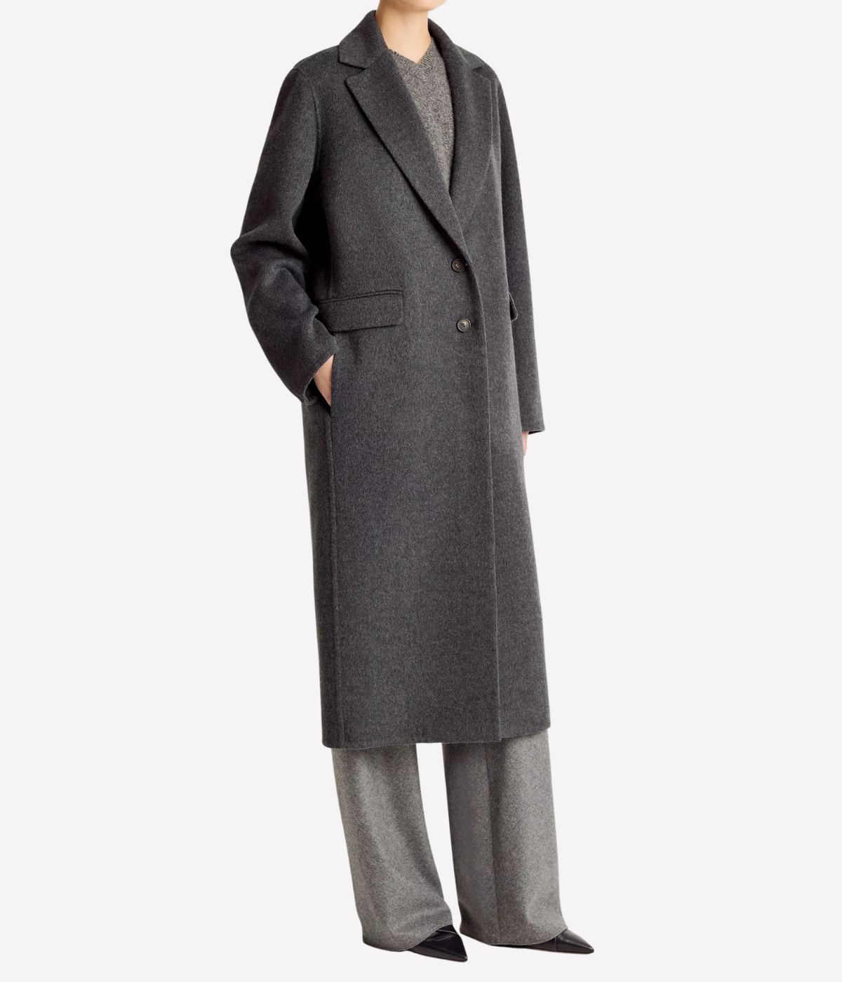 Single Breasted Classic Coat in Charcoal