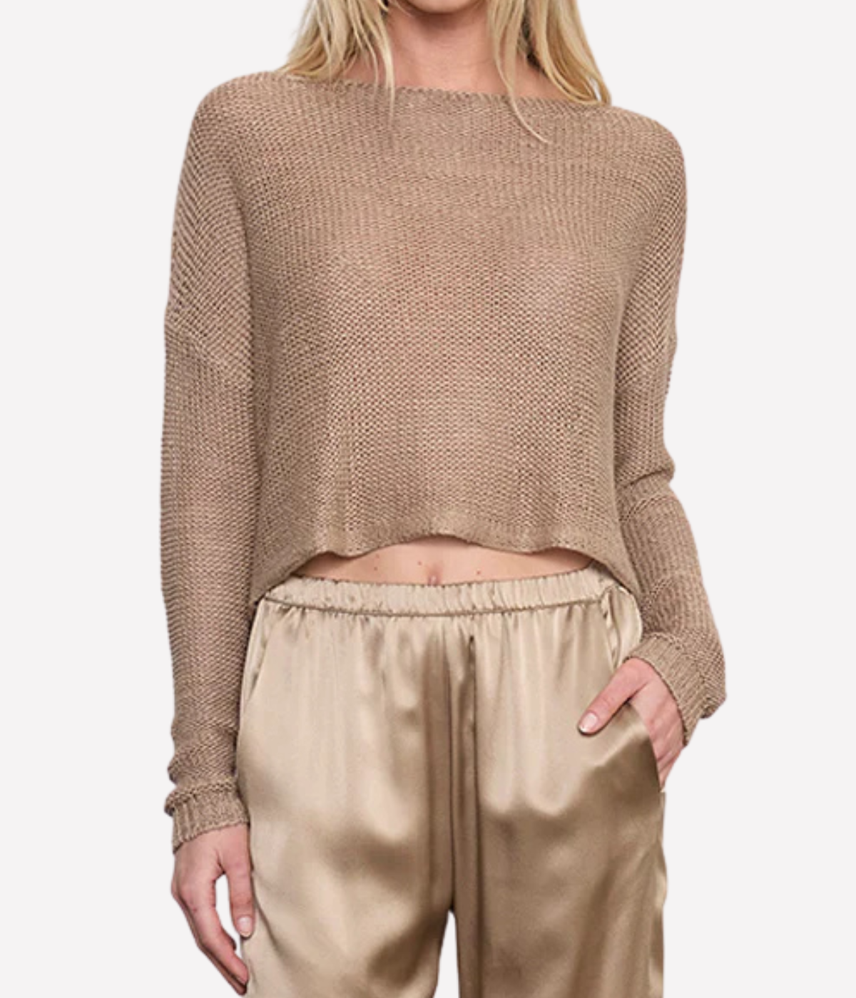 Linen Open Bateau Top in Flax