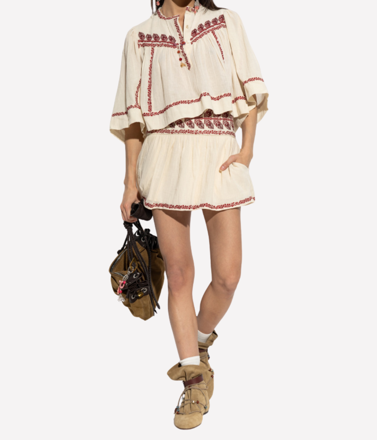 Juline Top in Beige Red