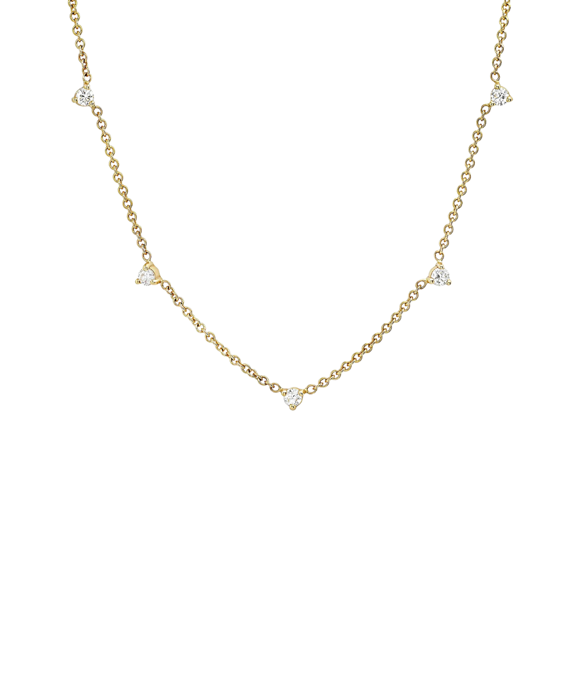 5 Floating Diamond Necklace in 14k Yellow Gold