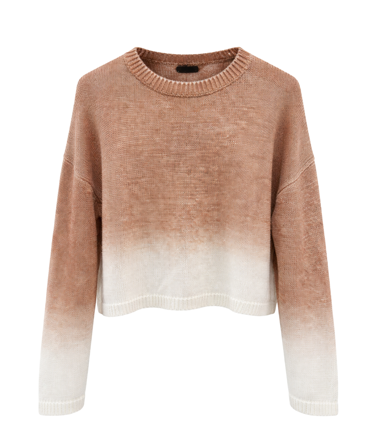 Graduated Shading Linen Round Neck Pullover In Sughero