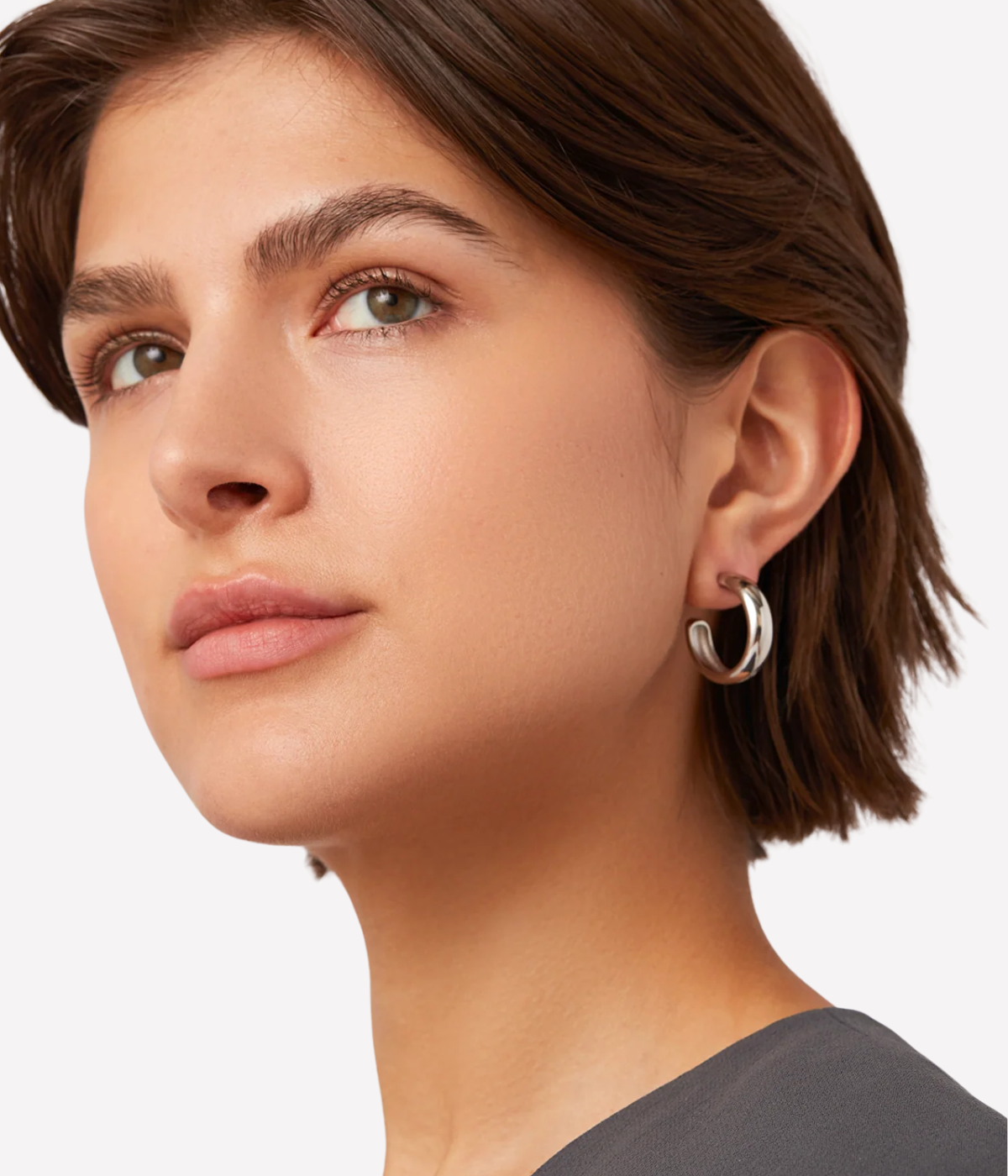 Medium Staple Hoops in SILVER
