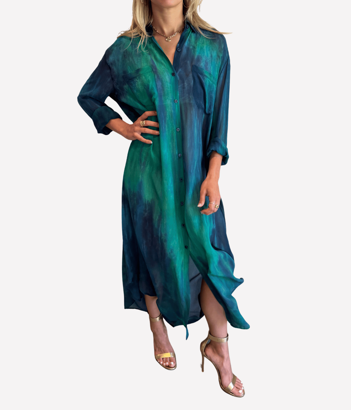 Boyfriend Shirt Dress in Capri Stripe