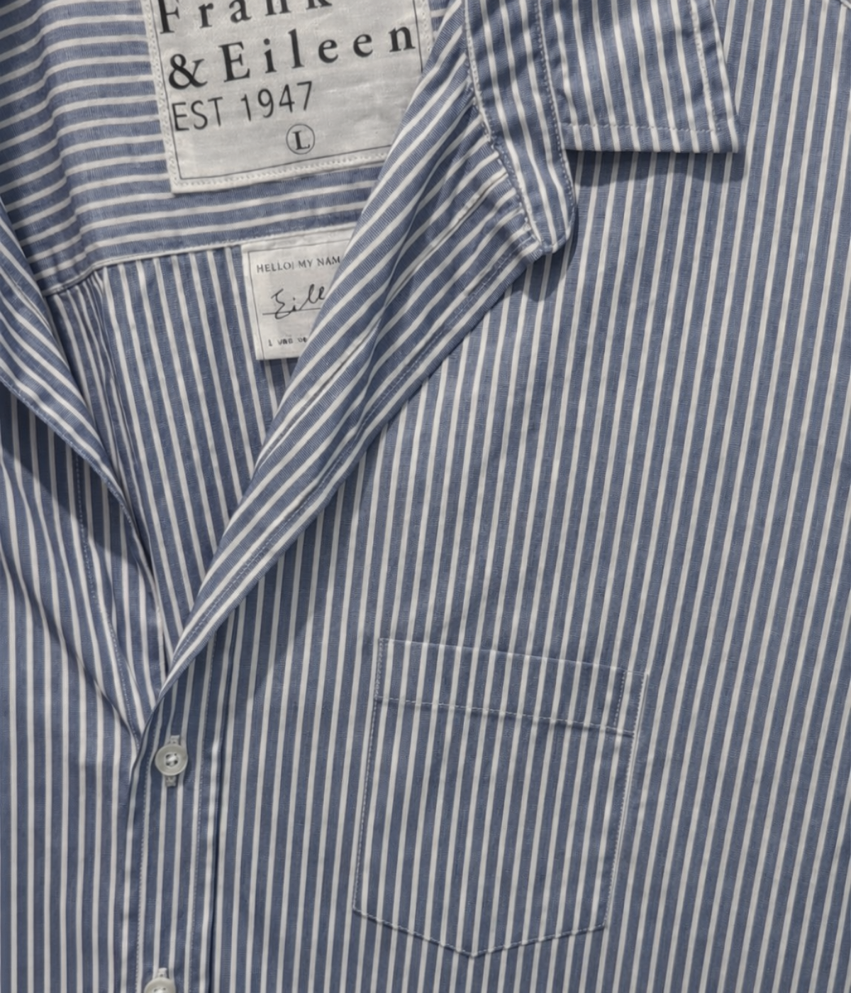 Eileen Woven Button Up in Blue White Stripe