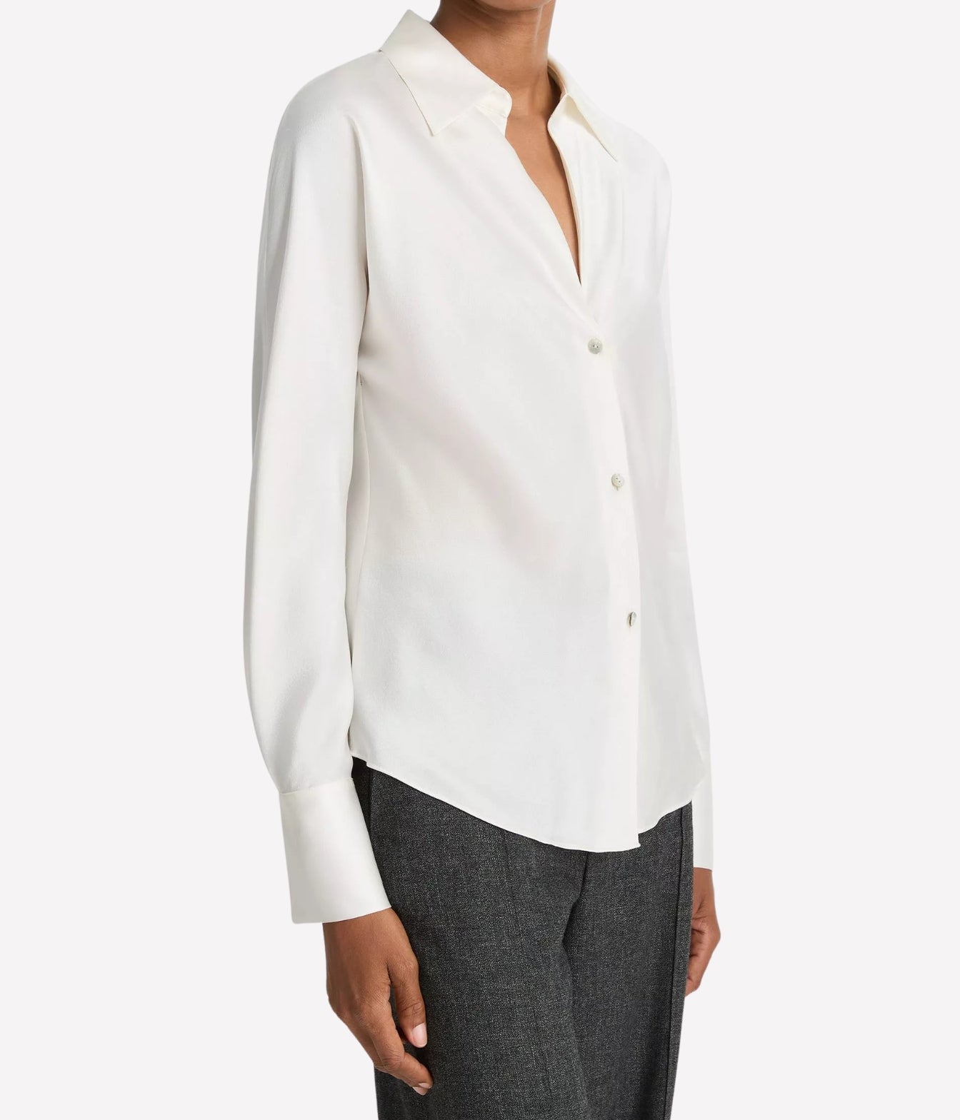 Bias Long Sleeve Blouse in Off White