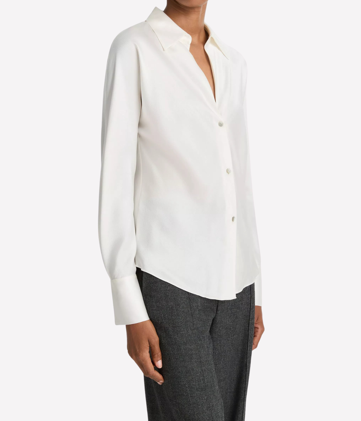 Bias Long Sleeve Blouse in Off White