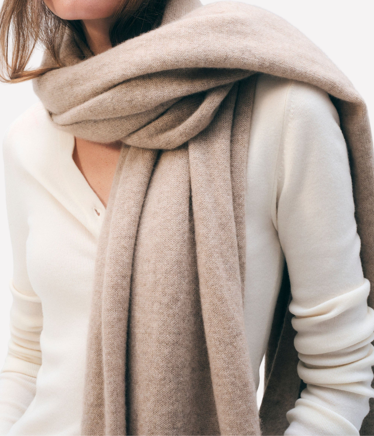 Cashmere Travel Wrap Knitwear in Natural Heather