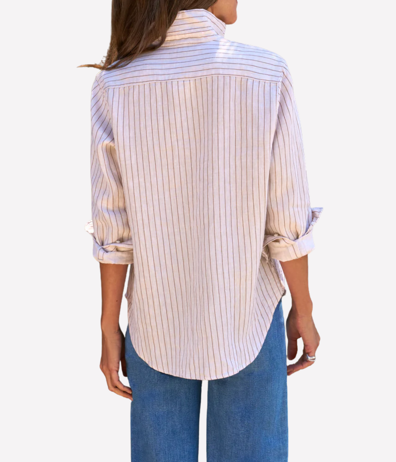 Eileen Woven Button Up Shirt in Brown Glitter Stripe