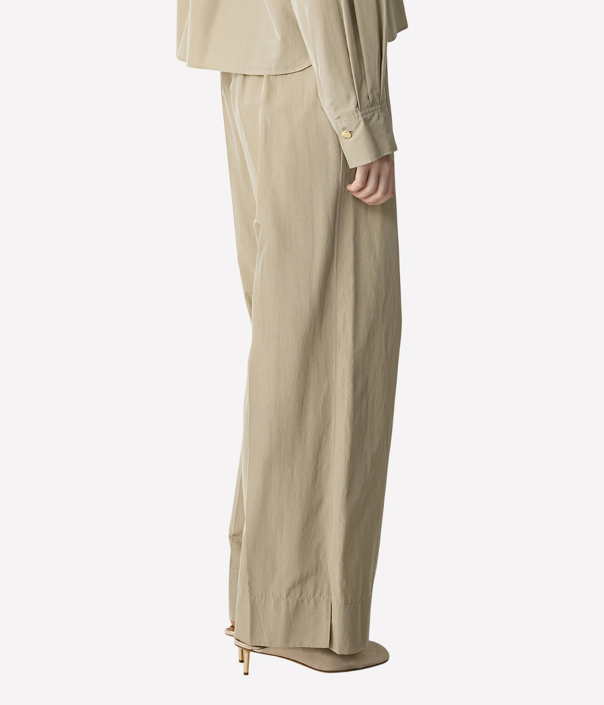 Chic Taffettas High Waist Straight Pants in SAND