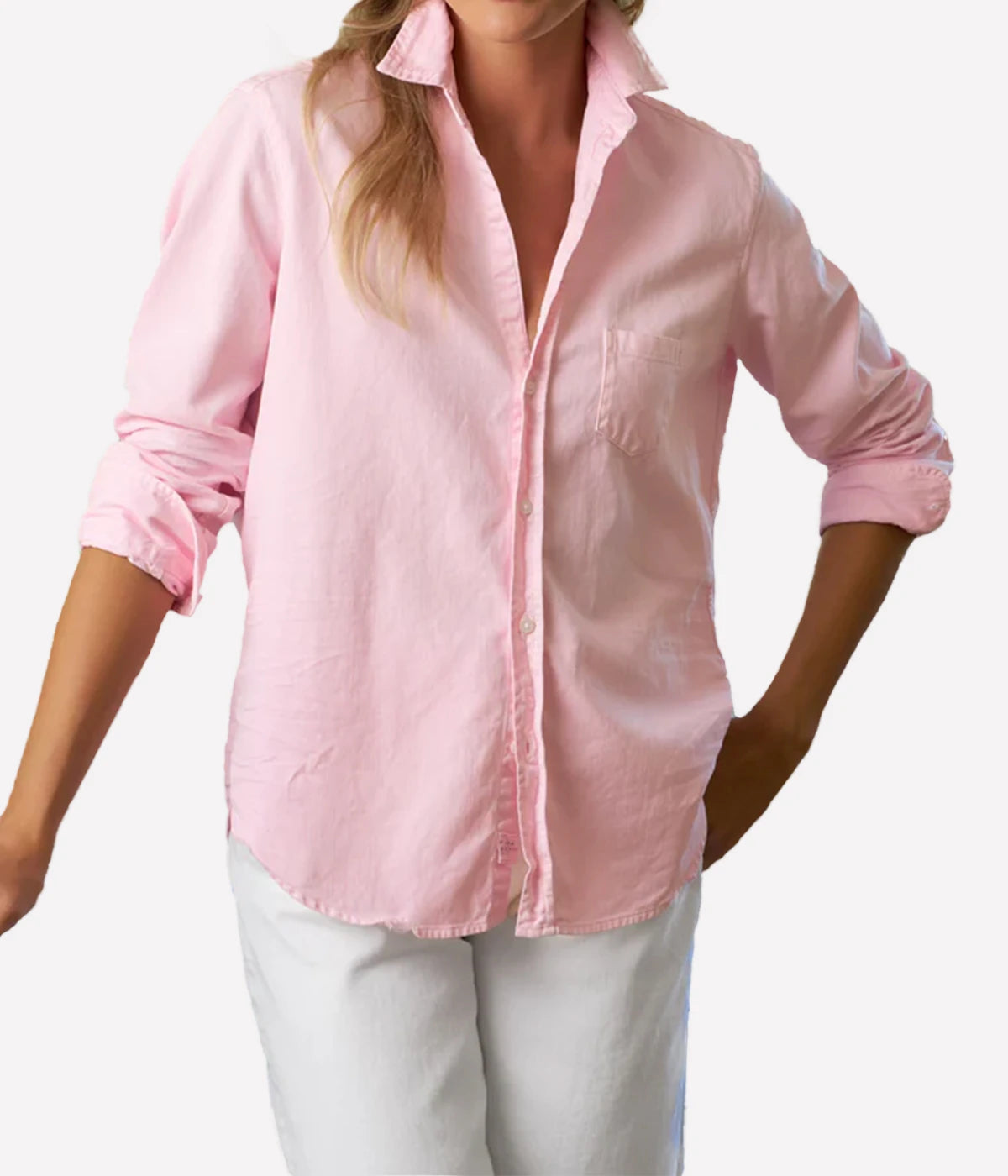 Eileen Woven Button-Up Shirt in Petal