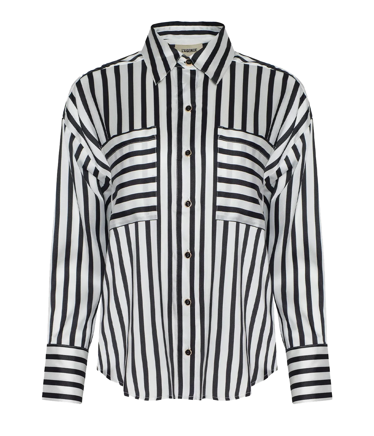 Eliora Relaxed Blouse In Black Ivory Even Stripe