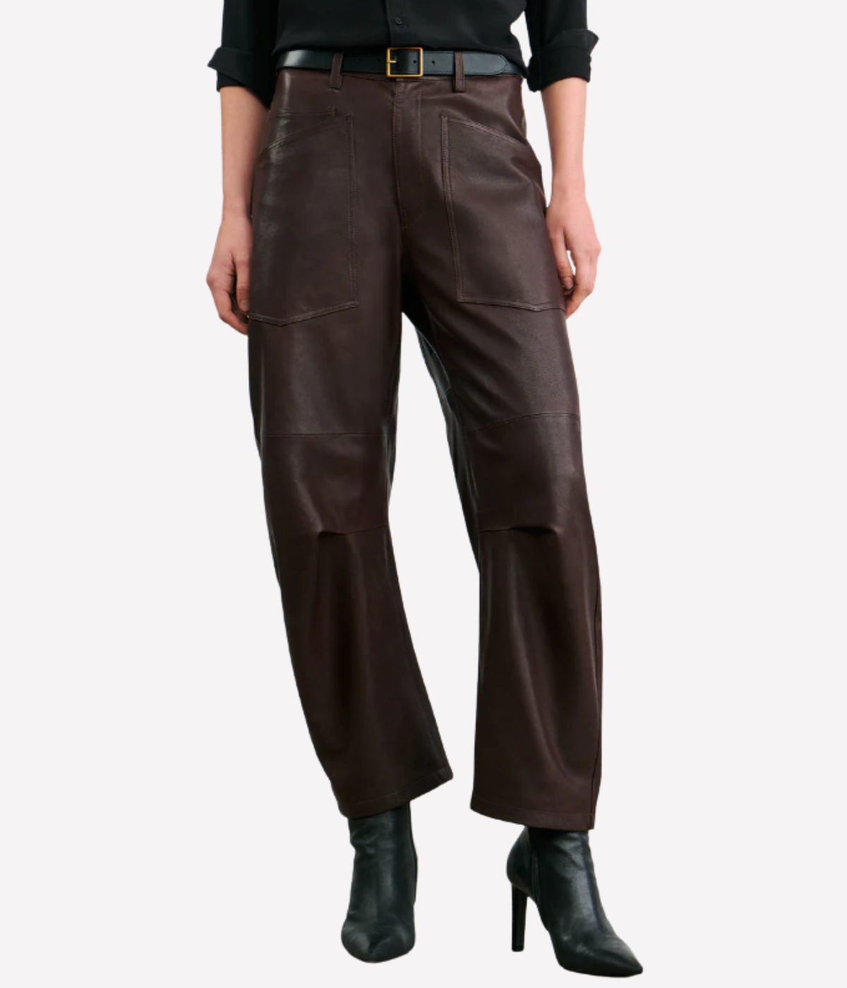 Shon Leather Pant in Dark Brown
